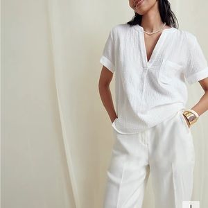 J Crew - V Neck Soft Gauze Popover